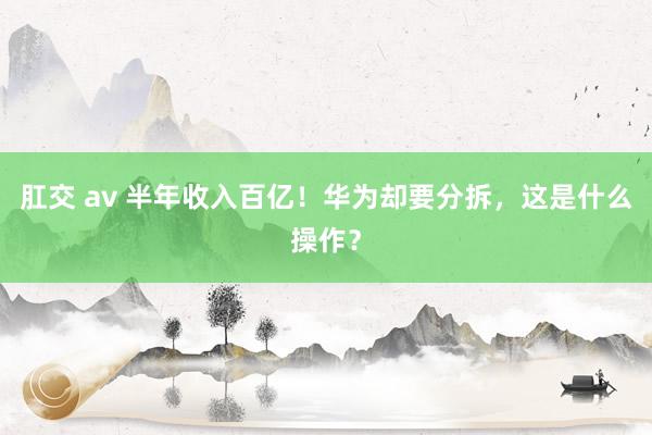 肛交 av 半年收入百亿！华为却要分拆，这是什么操作？