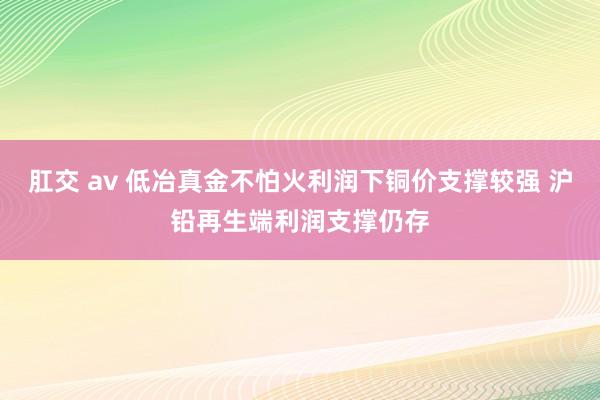 肛交 av 低冶真金不怕火利润下铜价支撑较强 沪铅再生端利润支撑仍存