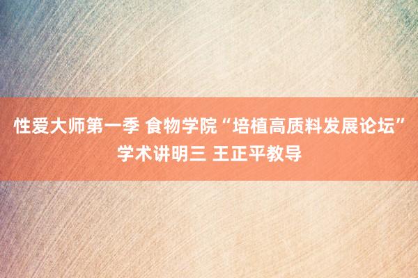 性爱大师第一季 食物学院“培植高质料发展论坛”学术讲明三 王正平教导