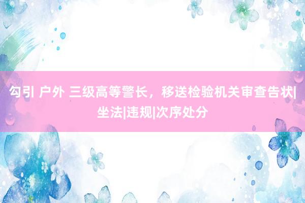 勾引 户外 三级高等警长,移送检验机关审查告状|坐法|违规|次序处分