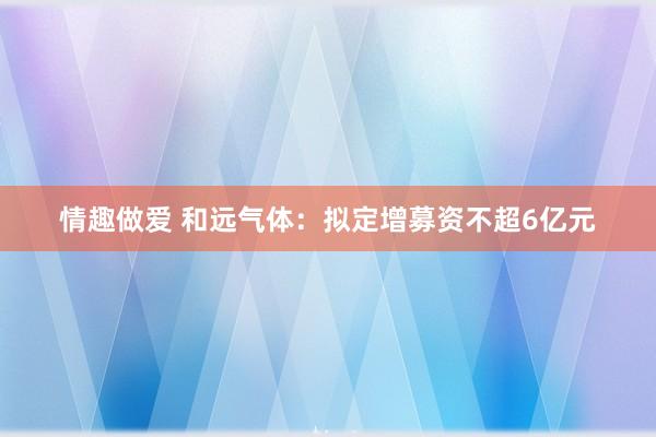 情趣做爱 和远气体：拟定增募资不超6亿元