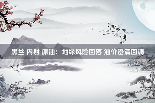 黑丝 内射 原油：地缘风险回落 油价澄清回调